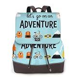 Juzkaqu Mochila feminina Let's Go on an Adventure, de microfibra, PU, antirroubo, grande, fashion designer de viagem, bolsas de ombro femininas