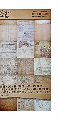 Armazenamento de papel industrial francês de Tim Holtz Idea-ology, 36 folhas, cartolina dupla face,