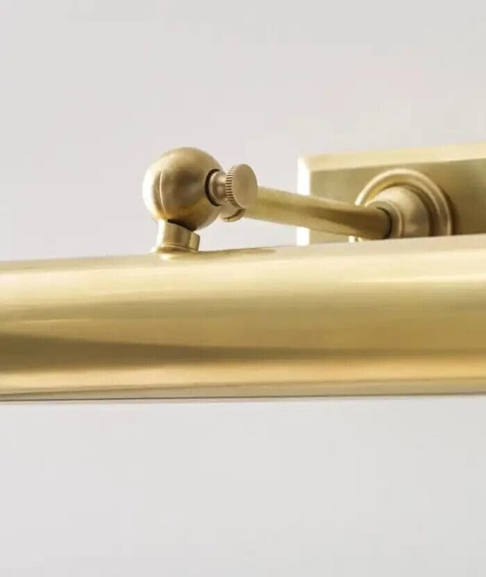 Classic Solid Brass Vintage Picture Light for Cabinet Craftsmen, Adjustable Art Illumination, 360° Movable Sconce for Framed Artwork, Wall Lighting for Paintings, Bathroom Use (Antique Patina)