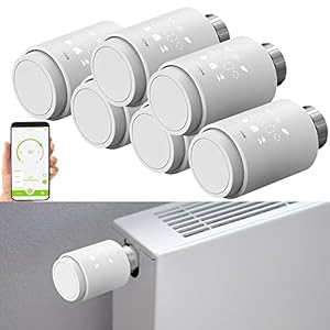 revolt Thermostat Smart: 6er-Set programmierbare Heizkörper-Thermostate mit Bluetooth und App (Thermostat Digital, Thermostatkopf, Programmierbares Heizkörperthermostate)