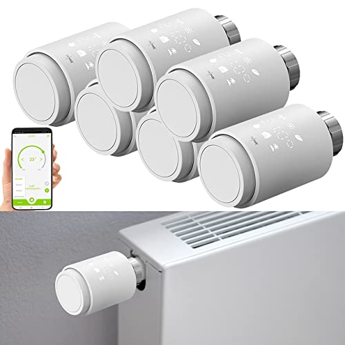 revolt Heizkörperregler: 6er-Set programmierbare Heizkörper-Thermostate mit Bluetooth und App (Heizungsventil)