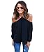 Akery Women's Sexy Spaghetti Strap Off Shoulder Shirt Tops Blouses Large Black