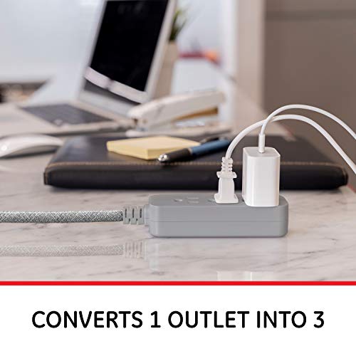 image for GE 3-Outlet Power Strip Extension Cord with Multiple Outlets 6 Inch Br