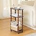 MaxSmeo Small Narrow Side Table, 3-Tier Narrow End Table with Storage, Skinny Side Table Nightstand for Small Space, Bedrooms, Living Room (Rustic Brown)