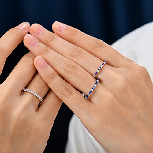 Jo Wisdom 925 Sterling Silver Wedding Band For Women Thin Stacking Ring Half Cubic Zirconia Eternity Engagement Ring Size 7,February Birthstone Amethyst Color #TOP2
