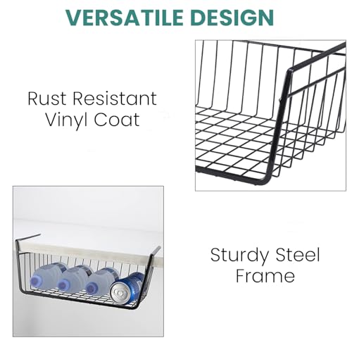 Go Hooked 16" Undershelf Storage Basket Under Cabinet Storage Organizer (1 Pc, Black)