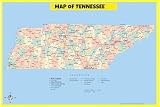 Map Of Tennessee Style A - 20x30 - Laminated Wall Map Poster for Homes, Classrooms and Offices - Vivid Colors, Easy to Read, Clean Layout