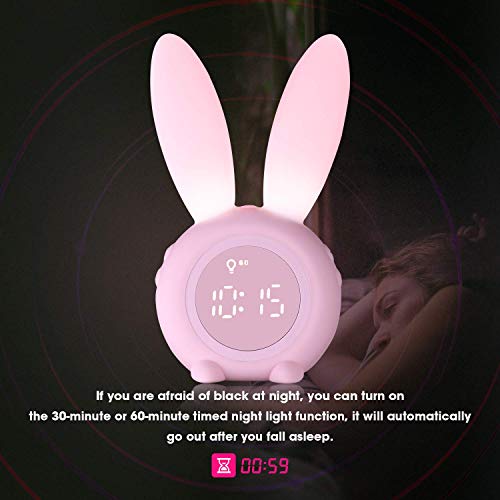 Kids Alarm Clock,Night Light For Kids, 5 Ringtones,Touch Control And Digital Thermometer,Sleep Timer With 2000Mah Rechargeable Clocks For Kids Room #TOP4