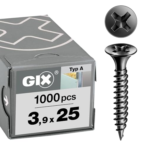 SPAX GIX-A Schnellbauschrauben 3 9 x 25 mm Feingewinde 1000 Stück Trompetenkopf Kreuzschlitz-H2 Trockenbauschrauben für Gipskarton auf Metallständerwerk 1091170390255