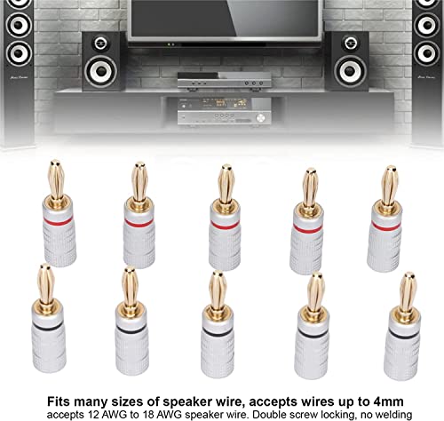 Image of [ 12 Pieces (6 Pcs Red & 6 Pcs Black) ] Banana Jacks Speaker Connector Adapter, Open Screw Type, For Speaker Wire, Wall Plates, 24k Gold Plated Speaker Banana Plugs, Closed Screw Type
