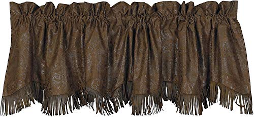 Paseo Road Chocolate Tooled Faux Leather Lodge Western Window Curtain