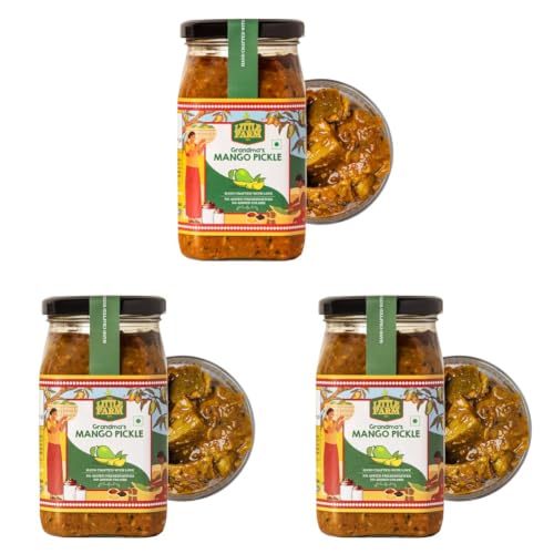 Image of THE LITTLE FARM CO Punjabi Mango Pickle - Aam ka Achar (400g) | Less Oil Mustard Base Homestyle Tangy Mango Pickles with Saunf | No Added Preservatives, Artificial Colours & Flavours | Traditional Recipe