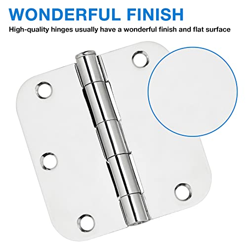 Image of 42 Pack Interior Door Hinges Polished Chrome 3.5 inch X 3-1 /2 inch 5 /8 Radius,3 inchBright Sliver Round Standard Hinge for Doors DIY Assembly Bifold Table Hardware Kit Home Accessories House Eseentials