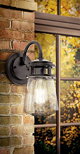 Kichler Lyndon 11.25" Wall Sconce In Architectural Bronze, 1-Light Indoor Outdoor Wall Light With Clear Seeded, (11.25" H X 5" W), 49444Az #TOP7