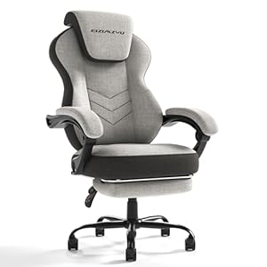 Adjustable Headrest Gaming/Office Chair – High Back Fabric PC Video Game Chair with Lumbar Support – Swivel Computer Chair with Footres (Gray)