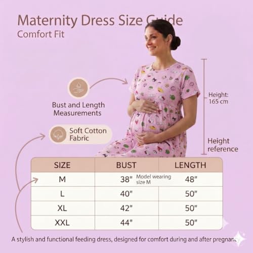 Image of Zero Clothing Feeding Dress for New Moms Casual Loungewear Ankle Length | Cotton Maternity Nighty | Zipless Feeding Dresses for Women | Pregnancy & Nursing Wear