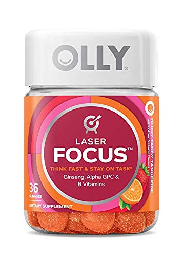 Olly Laser Focus Think & Stay on Task, Berry Tangy Tangerine, 36 Gummies (Pack of 2)