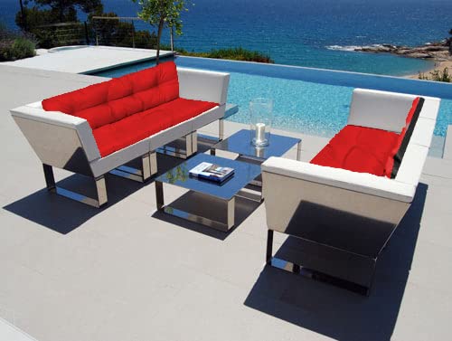 Lot De 4 Coussins Dossier Banc Jardin - Imperméables Vert 120x38cm