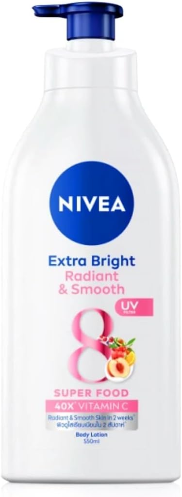 Extra Bright Radiant & Smooth 8 Super Food 40X Vitamin C Body Lotion UV Filter, Size 550 ml