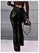 WDIRARA Women's Faux Leather Flare Pants High Waisted Stretchy Bootcut Trousers Black Large