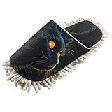 YEGAME Microfiber Kitchen Cleaning Slippers, Black Cat Soft Washable Reusable House Cleaning Slippers for Men Women, Dust Dirt Hair Microfiber Mop Cleaner Shoes, Large