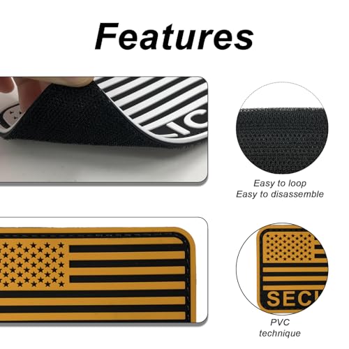 uuKen Security Flag Patch Yellow PVC 3x2 inches with Hook Fastener Back for Hats Caps Vests Clothing Bags Backpacks (Yellow, S 3"x2")