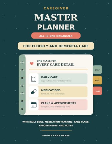Caregiver Master Planner: All-in-One Organizer for Elderly and Dementia Care with Daily Logs, Medication Tracking, Care Plans, Appointments, and Notes