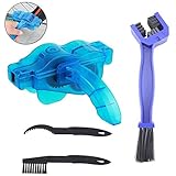 [Kit de limpieza de cadena de bicicleta] -- La herramienta de limpieza utiliza cerdas de 3 caras que te permiten limpiar los 4 lados de tu cadena y el lado de cerdas largas te permite limpiar otras partes de tu bicicleta como piñones y ruedas. El limpiador de cadena con 6 rodillos de limpieza limpia tus cadenas en múltiples ángulos y elimina los restos de suciedad y manchas persistentes en la cadena de bicicleta le permite limpiar su cadena de bicicleta a fondo sin dañar su superficie.