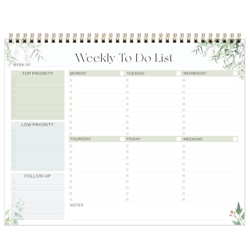 Weekly To Do List Notepad, Undated Planner with 52 Sheets (8.5''x11''), Desk Weekly Planner for...