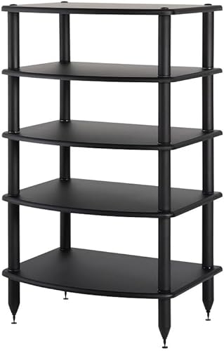 Pangea Audio Vulcan - Estante de audio de cuatro estantes, soporte multimedia y gabinete de componentes, 4 estantes Espresso