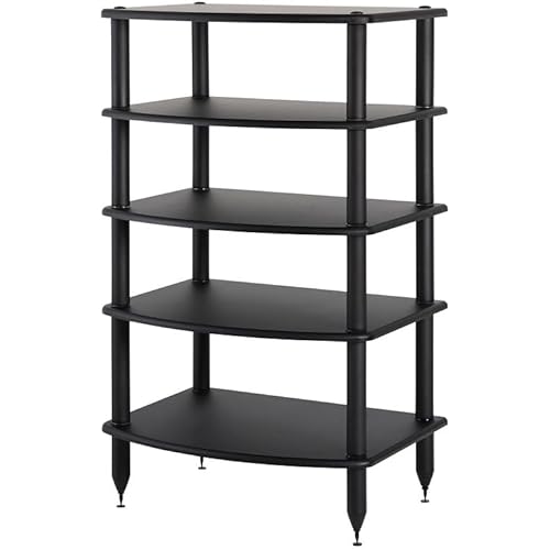 Pangea Audio Vulcan Five Shelf Audio Rack, Media Stand, and Components Cabinet 5 Shelf Black