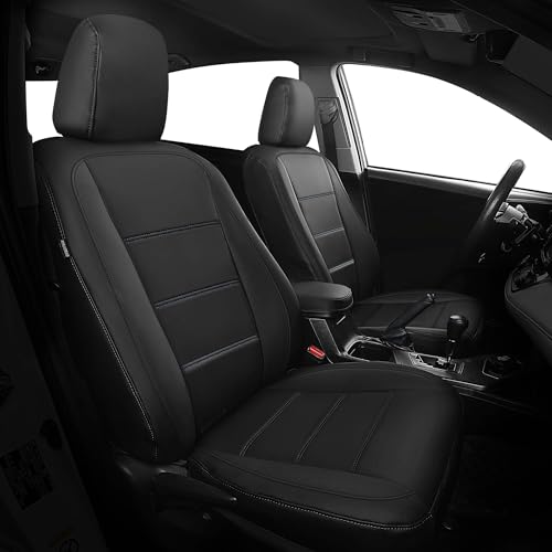 Image of FREESOO for Toyota Corolla Seat Covers L LE XLE, LE Eco Sedan 2014 2015 2016 2017 2018 2019, Custom Fit Car Seat Covers, Leather Seat Covers for Car, Waterproof Seat Cover, Black Front Seats 2PCS