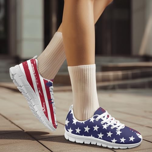 Image of Jeiento American Flag Shoes Men's Fashion Sneaker Sports Running Shoes Causal Travel Walking Flat Shoe Breathable