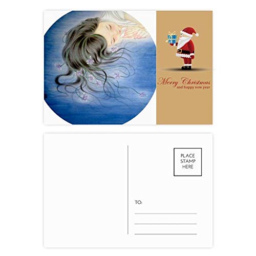 Cartes postales orchidée aquarelle style chinois et Père Noël, papier d'art de qualité