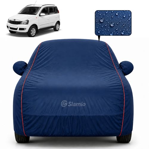 Image of Premium 100% Waterproof Car Cover for Mahindra Quanto Model All-Weather, UV & Dust Protection | Heavy-Duty 3-Layer Fabric | Custom Fit with Mirror & Antenna Pockets | Navy Blue