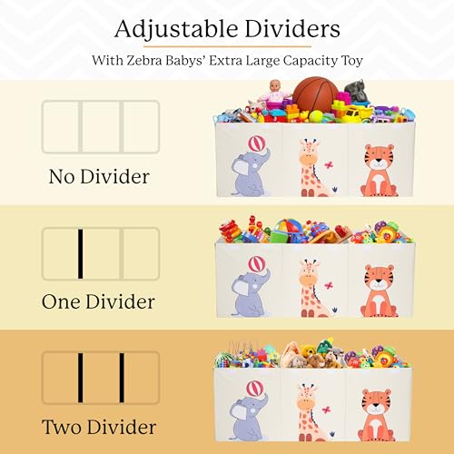 Zebra Baby Toy Storage Organizer for Kids and Toddlers, 40" x 13.5" x 16.5" - Large Collapsible Toy Chest for Living Room - Box, Bin, Organizer for Boys and Girls, Extra Big