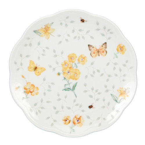 Lenox Butterfly Meadow Dessert Plates, 8-Inch, Assorted Colors, Set of 4, White