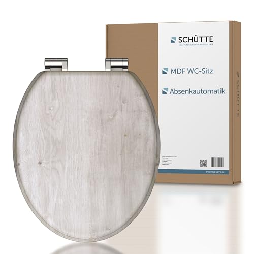 SCHÜTTE LIGHTWOOD Siège de WC avec abaissement automatique en bois, siège de toilettes avec abattant de toilettes, abattant de toilettes motif (charge...
