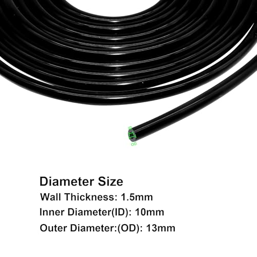 iMeistek Tuyau flexible en silicone - 10 mm x 13 mm x 4,5 m de long - Pour pompes d'aquarium et tuyaux à air - Noir – vue 2