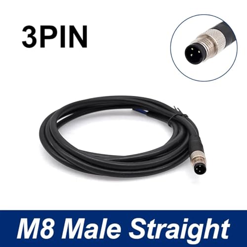 Cable conector M8 para reparar sensores industriales, conector macho de 3 pines y cable de 2 metros 2