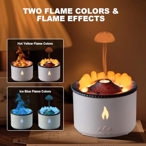 Image of KIMEE Volcano Humidifier Aromatherapy Essential Oil Diffuser, 2 Mist Modes: Flame and Volcano, Large Capacity with Timer Waterless Auto-Off for Home, Office, Yoga, or Gym
