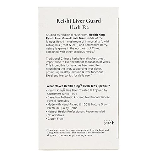 Health King Reishi Liver Guard Herb Tea, Teabags, 20 Count Box #TOP3