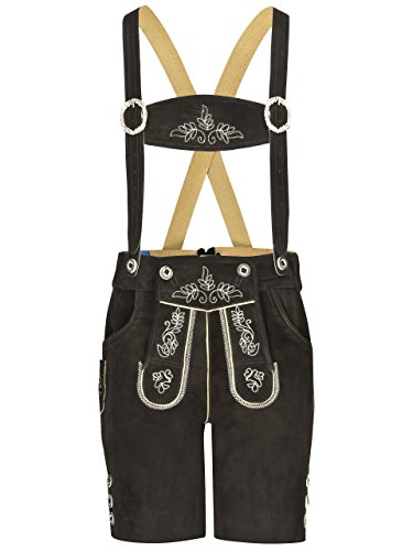 Schöneberger Trachten Pantalones de Cuero para Hombres Cortos - Feldberg Trachten Pantalones de Cuero Oktoberfest (48, marrón Oscuro) Cover