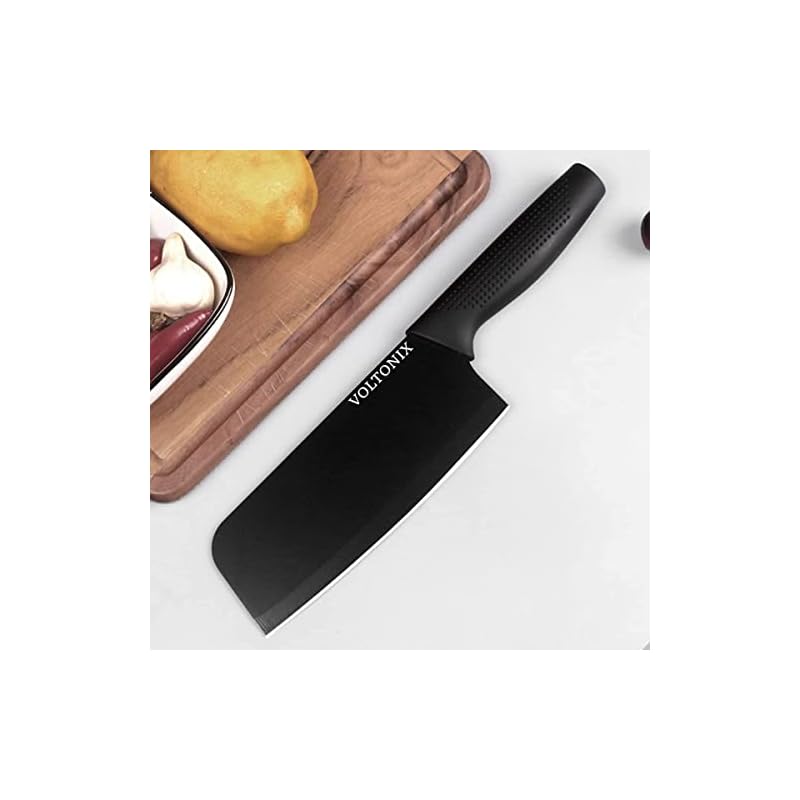 Voltonix Stainless Steel 3 Pieces Professional Kitchen Knife Set/Meat Knife/Chef Knife with Non-Slip Handle Sharp Manual Sharpening for Home Kitchen/ (Dark Black) - Image 3