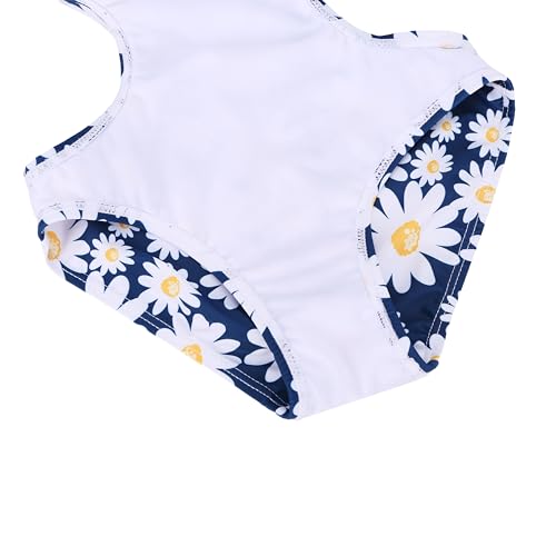 Image of LIZENS Girls' Swimwear Cut Out Trim Ruffle One Piece Beach Bathing Suit for Girls Floral Toddler Kids Swimsuit