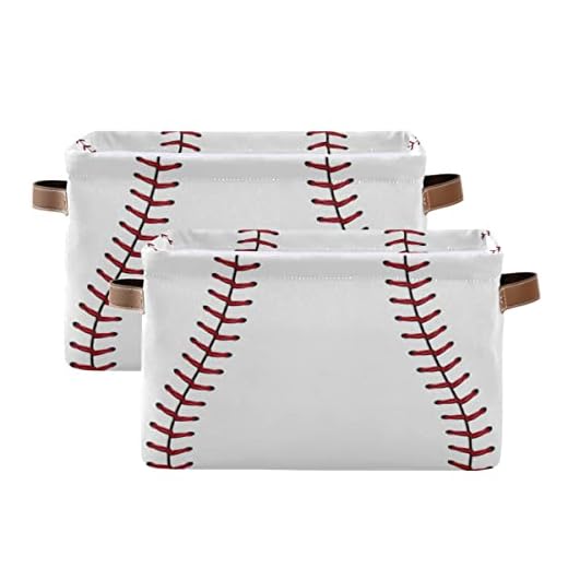 Sports Baseball Print Storage Basket Bins,Cool Baseball Decorative Baskets Storage Box Collapsible Storage Cubes Organizer with Handles for Nursery Shelf Closet Office Home Bedroom, 2 Pack