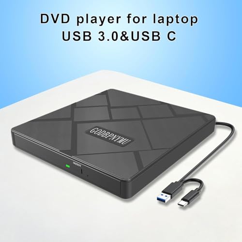 Image of 5-in-1 External CD /DVD Drive, USB-C /USB 3.0 CD Burner DVD Player | Compatible with MacBook, iMac, Windows 11 /10 /8 /7 laptops and PCs, Portable disc Reader with Carrying case