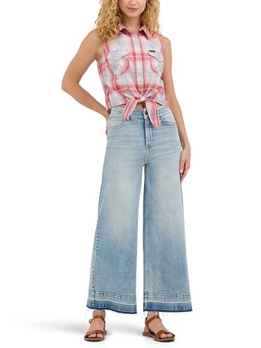 Wrangler womens Women's High-rise Wide Leg A-line Crop Jean4