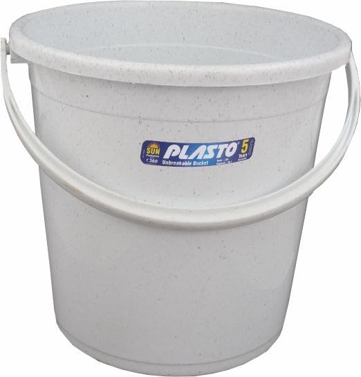 Image of Plasto Unbreakable Plastic Triangle Print Bucket for Home & Bathing with Handle | Easy to Clean | Pack of 2 | Multicolor (5 LTR)