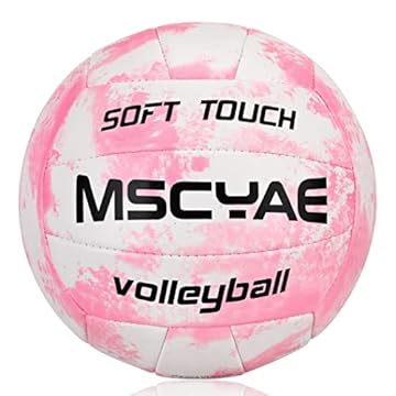 MSCYAE Pallone da pallavolo ufficiale 5, Pallone Beach Volley Soft Touch Volleyball per Bambini Adulti Rosa Bianco